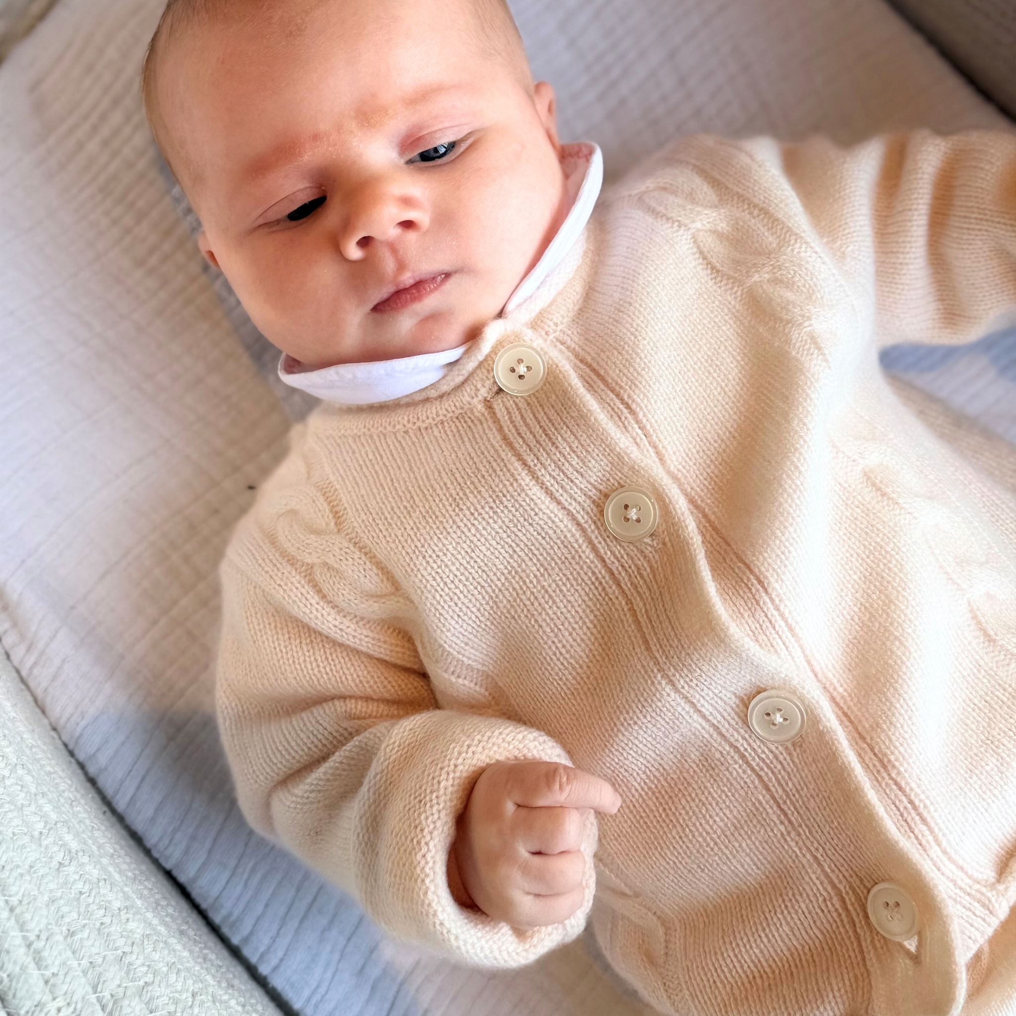 Cable knit cardigan ''Carlo'' in feather