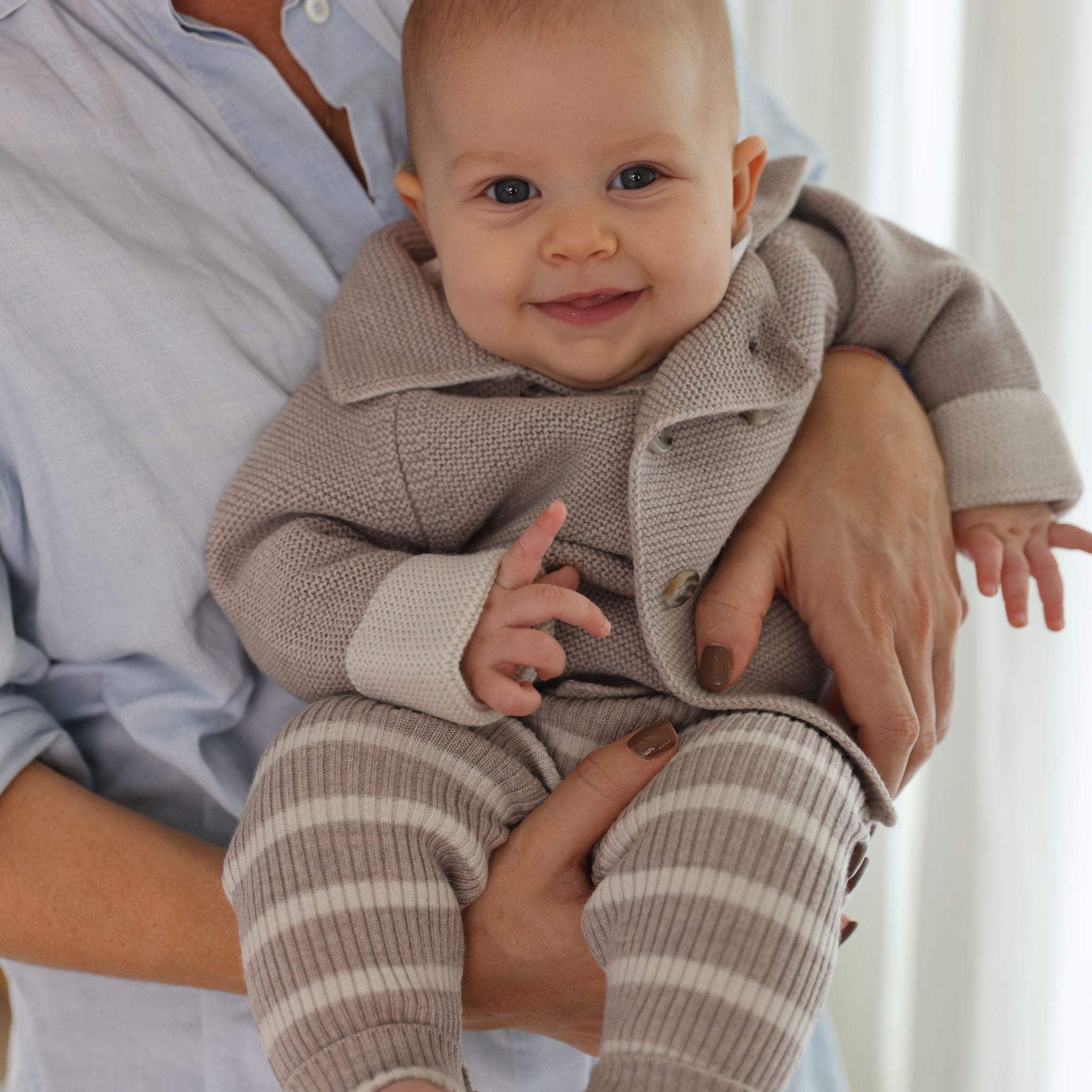 Leggings "Finn" in camel creme gestreift