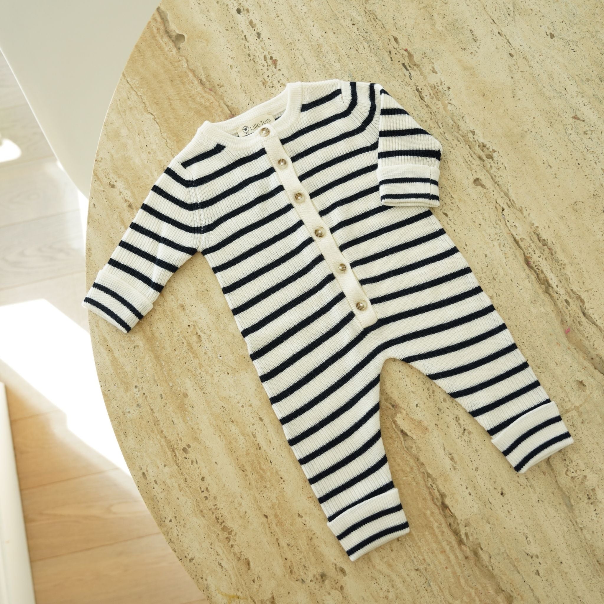 Romper "Thea" in navy melange striped
