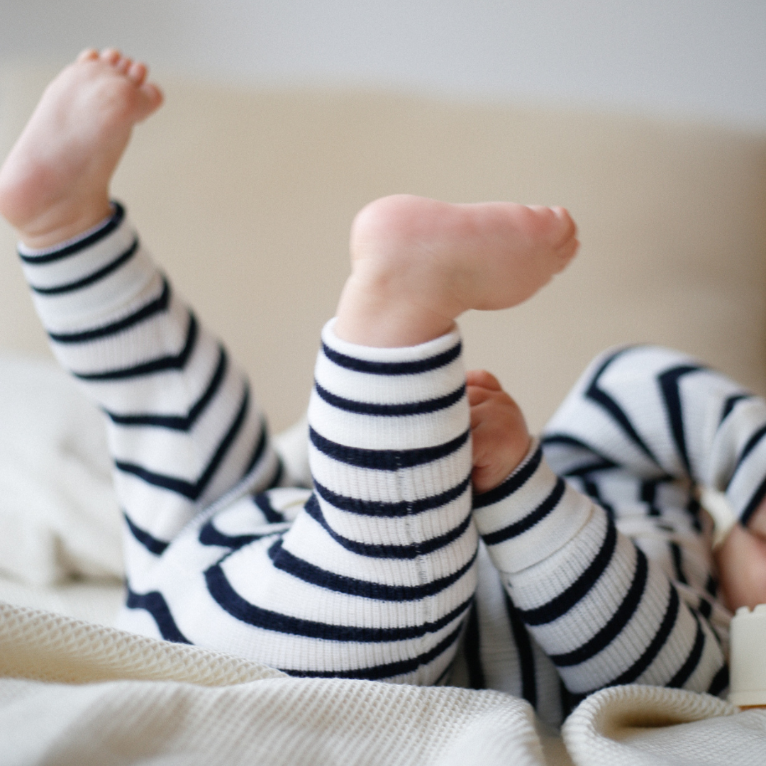 Romper "Thea" in navy melange striped