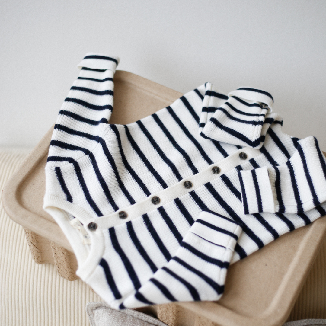 Romper "Thea" in navy melange striped