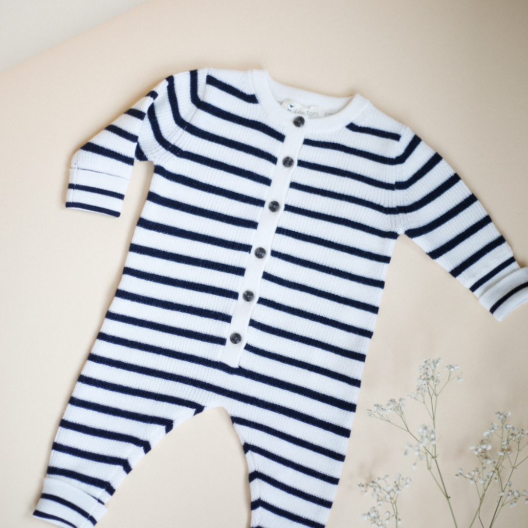 Romper "Thea" in navy melange striped