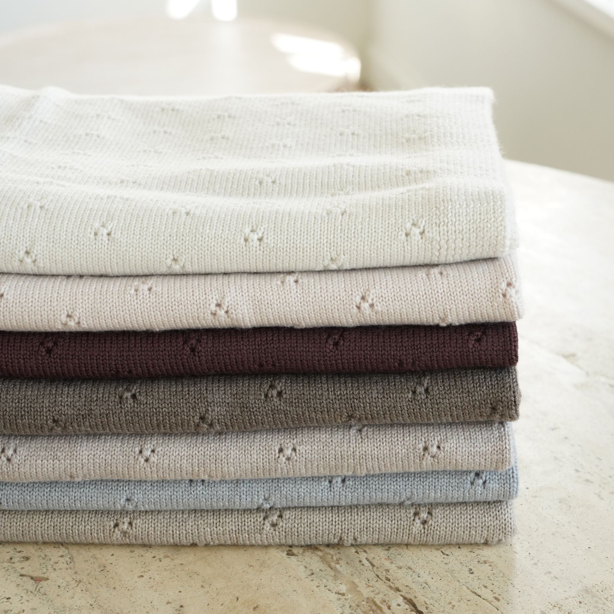 Blanket "Ida" with ajour pattern in camel melange