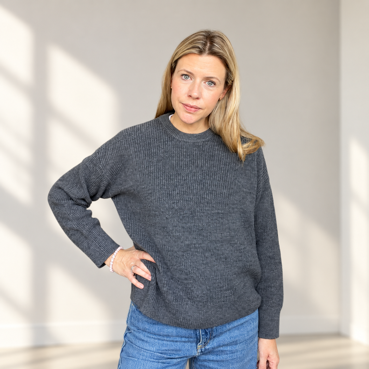 Damen Pullover Meike in anthrazit melange