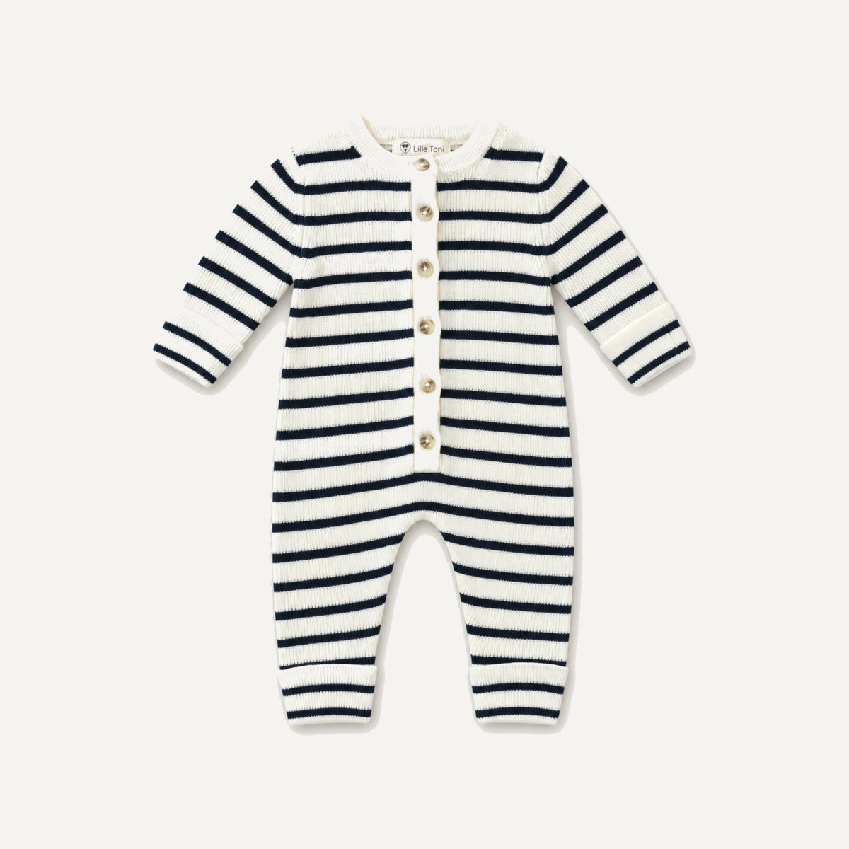 Strampler "Thea" in offwhite marine gestreift