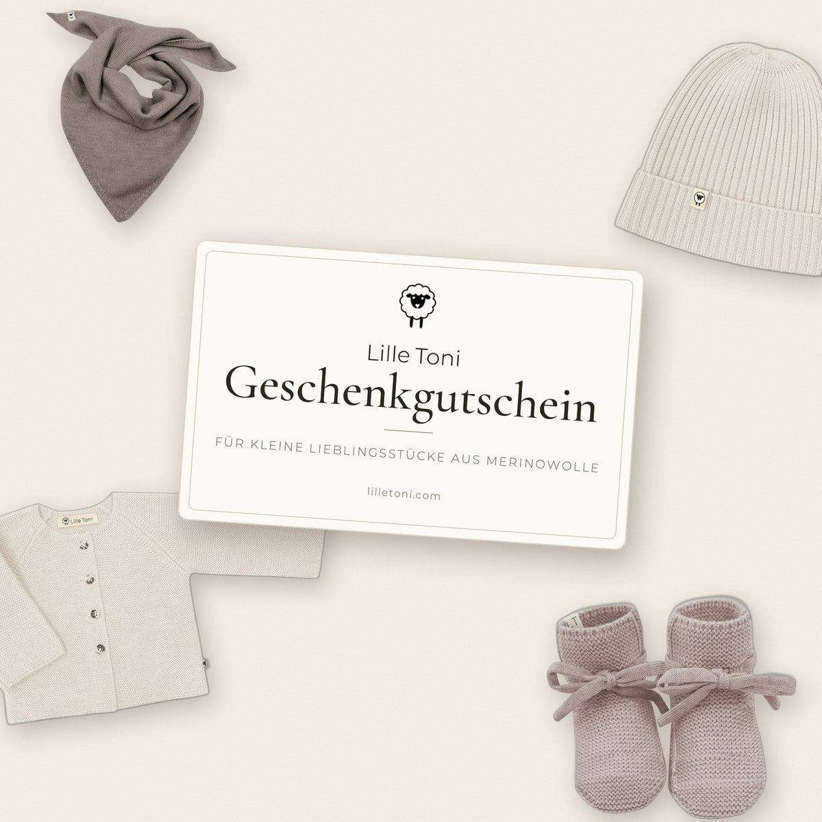 Lille Toni Geschenkgutschein mit Merino-Babykleidung
