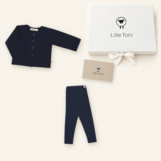 Gift set consisting of "Emil" cardigan & "Finn" leggings in navy